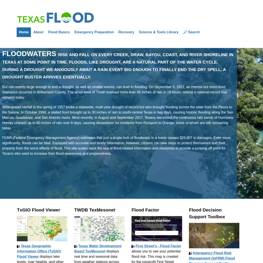 texasflood.org homepage screenshot