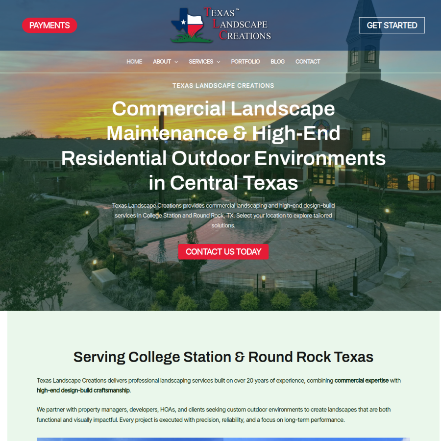 texaslandscapecreations.com homepage screenshot