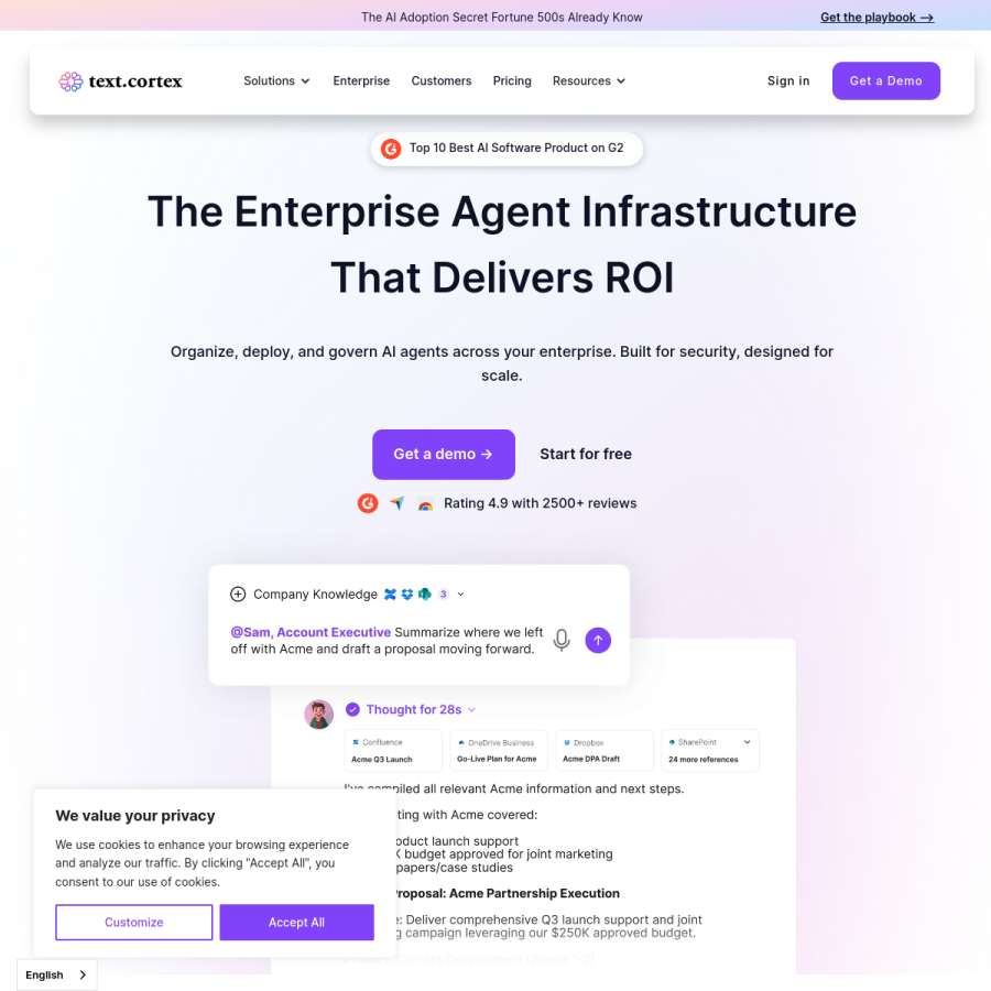 textcortex.com homepage screenshot