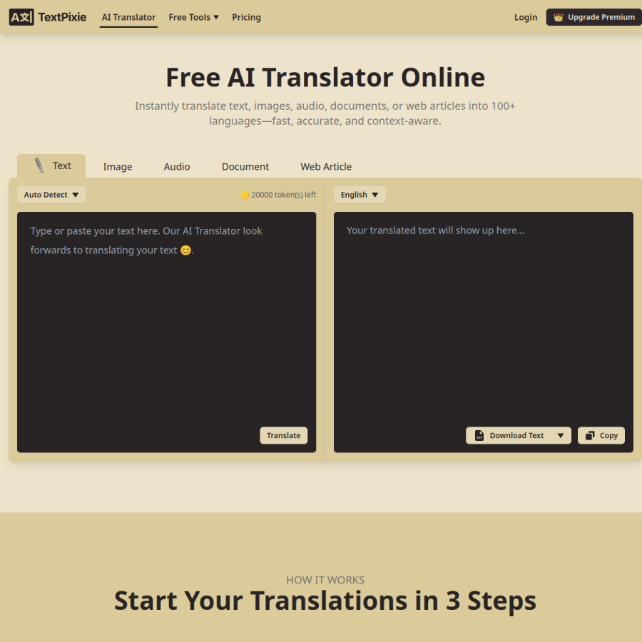 textpixie.com homepage screenshot
