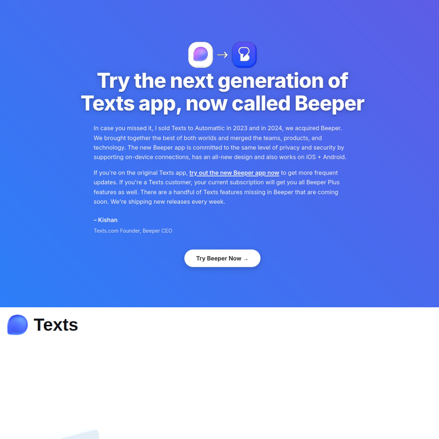 texts.com homepage screenshot
