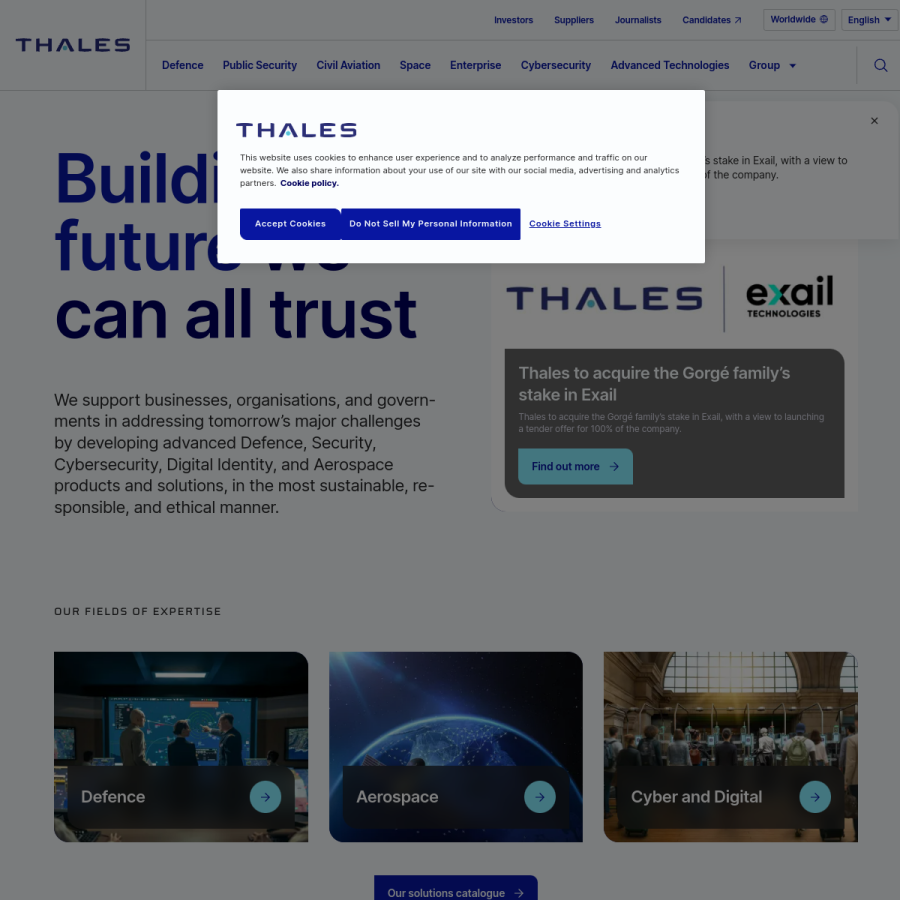 thalesgroup.com homepage screenshot