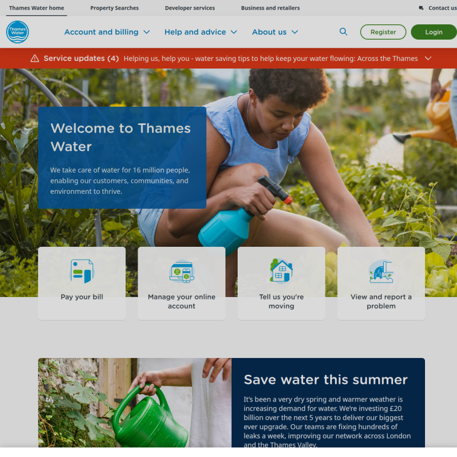 thameswater.co.uk homepage screenshot