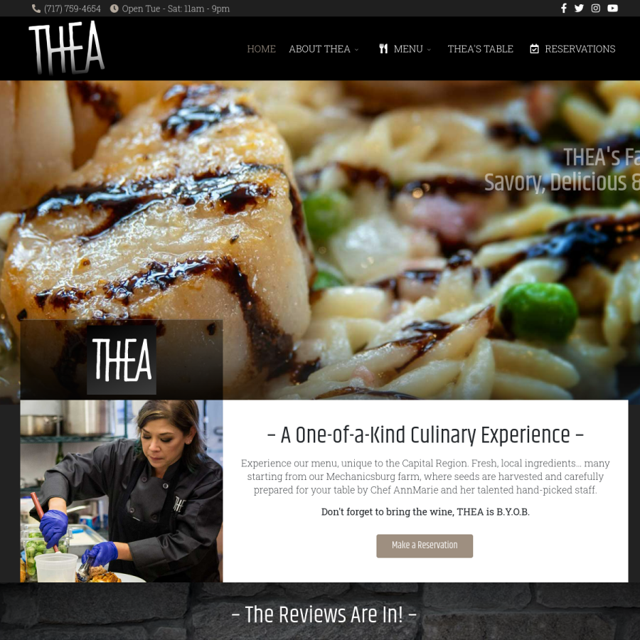 thea-dining.com homepage screenshot