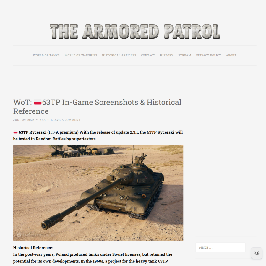 thearmoredpatrol.com homepage screenshot
