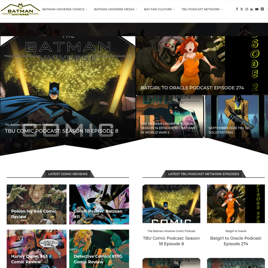 thebatmanuniverse.net homepage screenshot