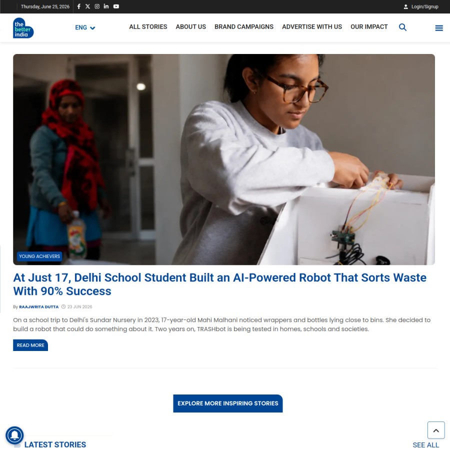 thebetterindia.com homepage screenshot