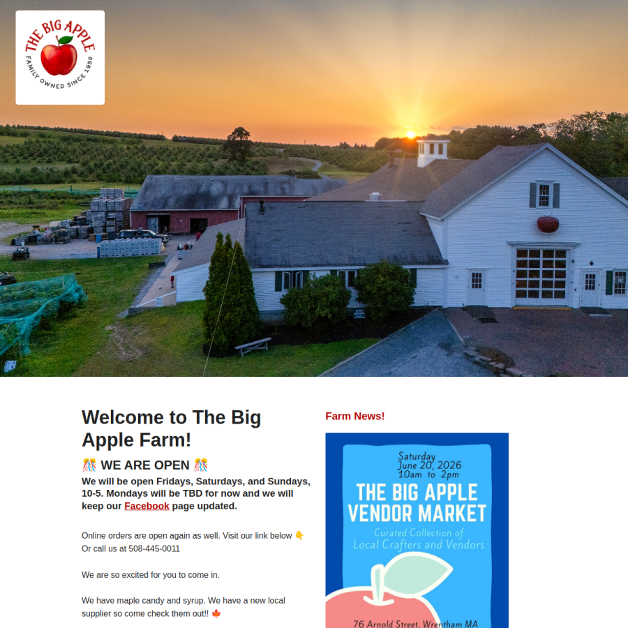 thebigapple.farm homepage screenshot