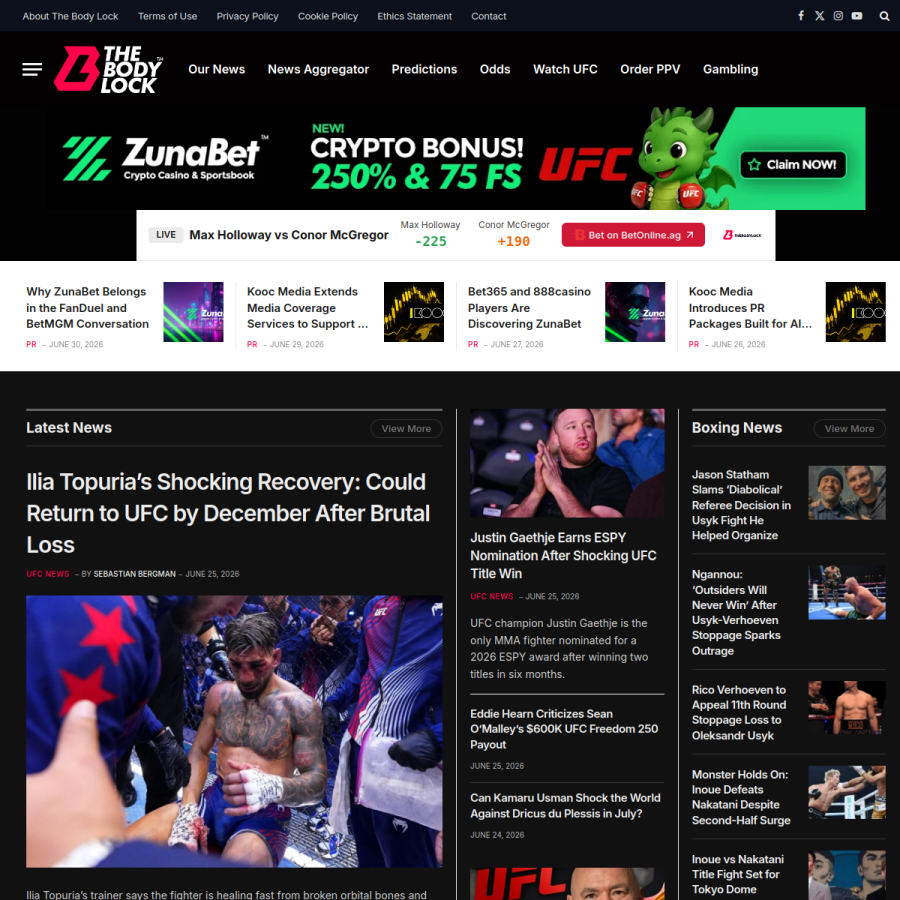 thebodylockmma.com homepage screenshot