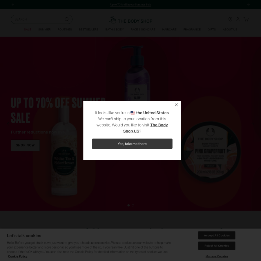 thebodyshop.com homepage screenshot