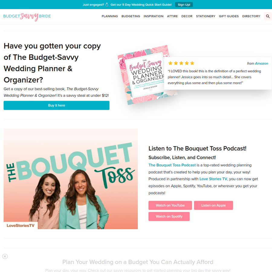 thebudgetsavvybride.com homepage screenshot