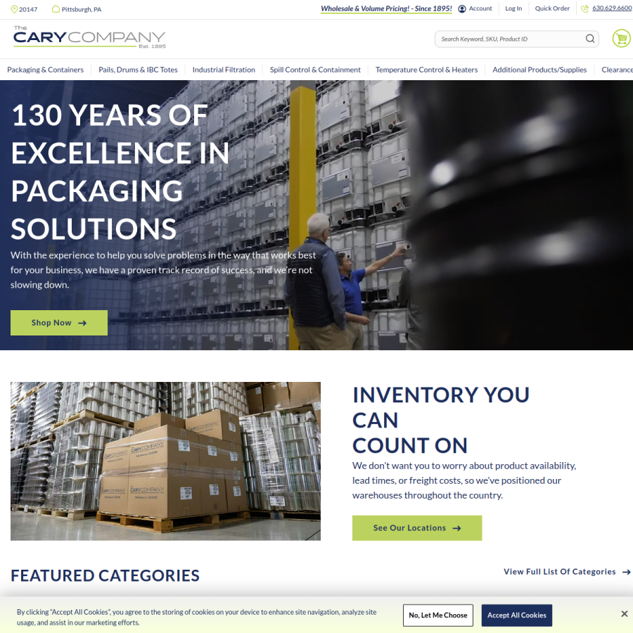 thecarycompany.com homepage screenshot