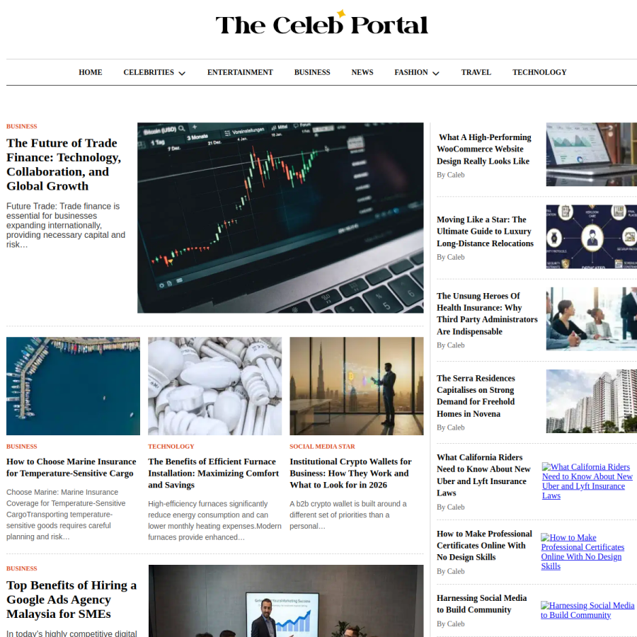thecelebportal.com homepage screenshot