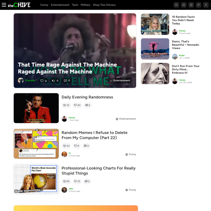 thechive.com homepage screenshot