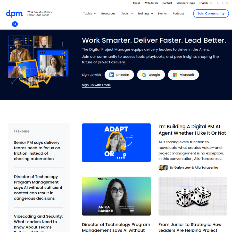 thedigitalprojectmanager.com homepage screenshot