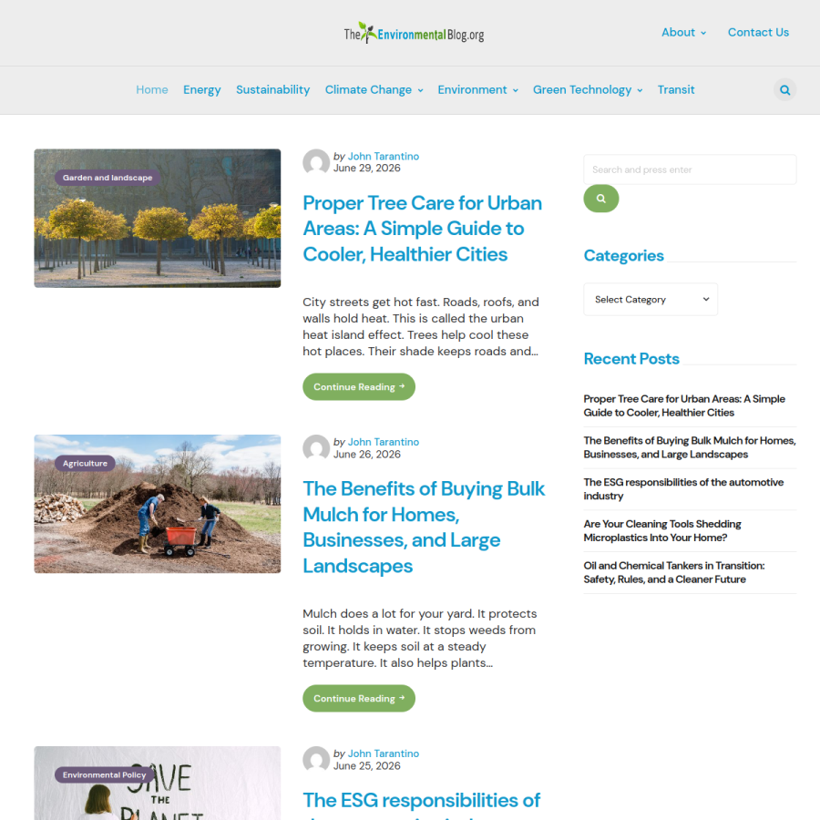 theenvironmentalblog.org homepage screenshot