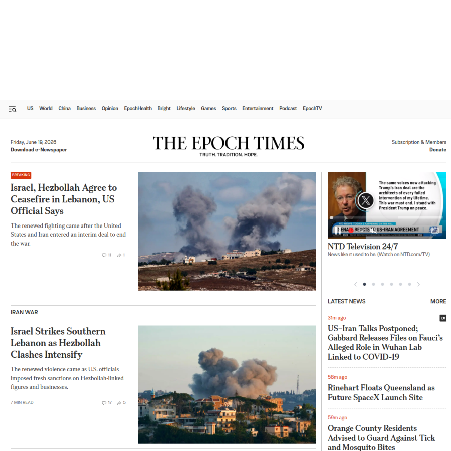 theepochtimes.com homepage screenshot