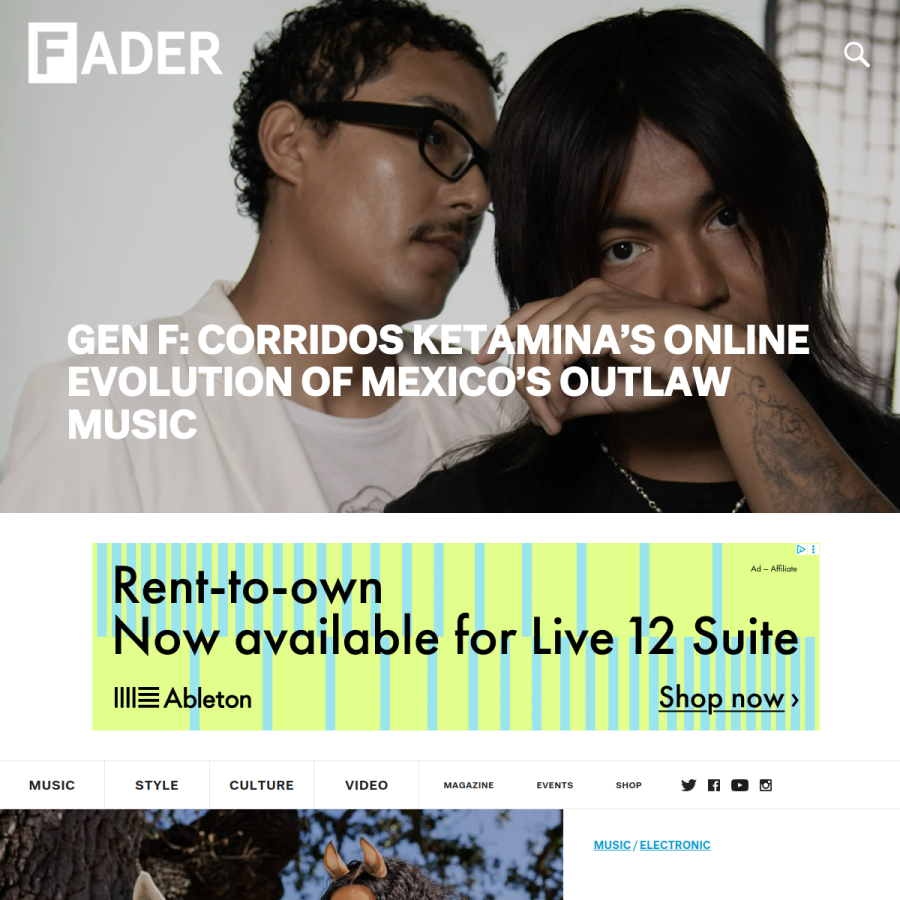 thefader.com homepage screenshot