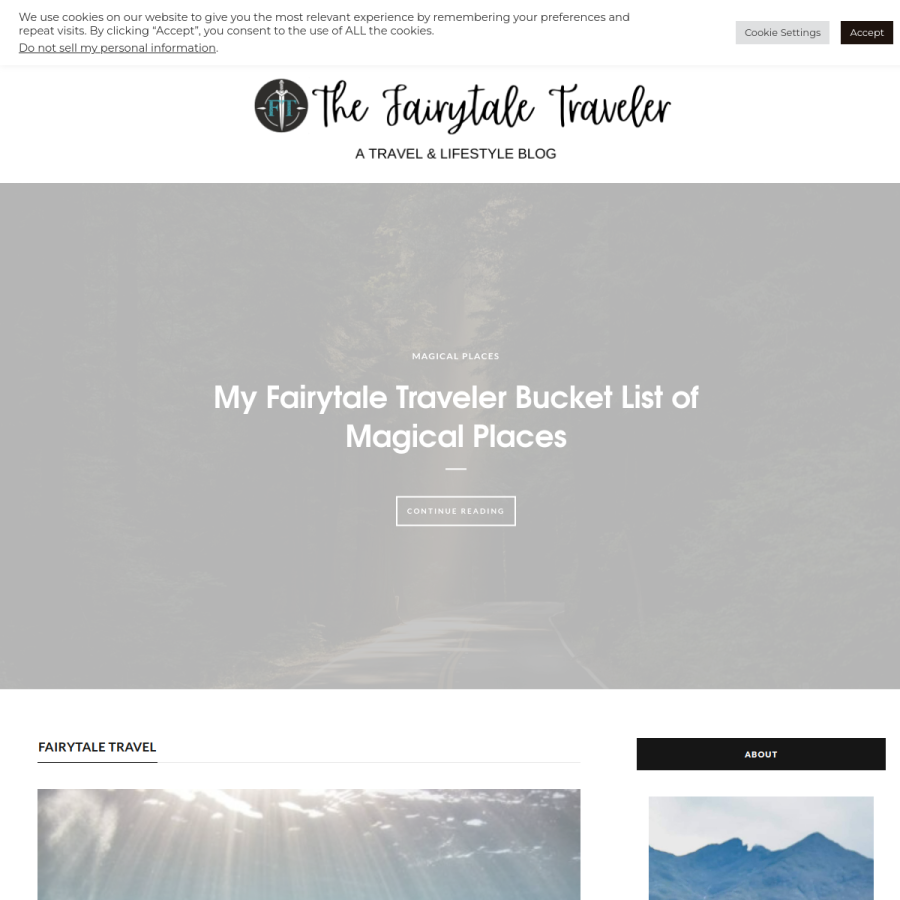 thefairytaletraveler.com homepage screenshot
