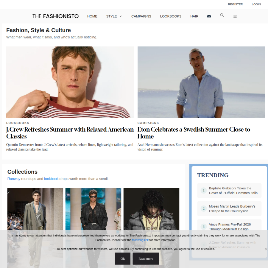 thefashionisto.com homepage screenshot