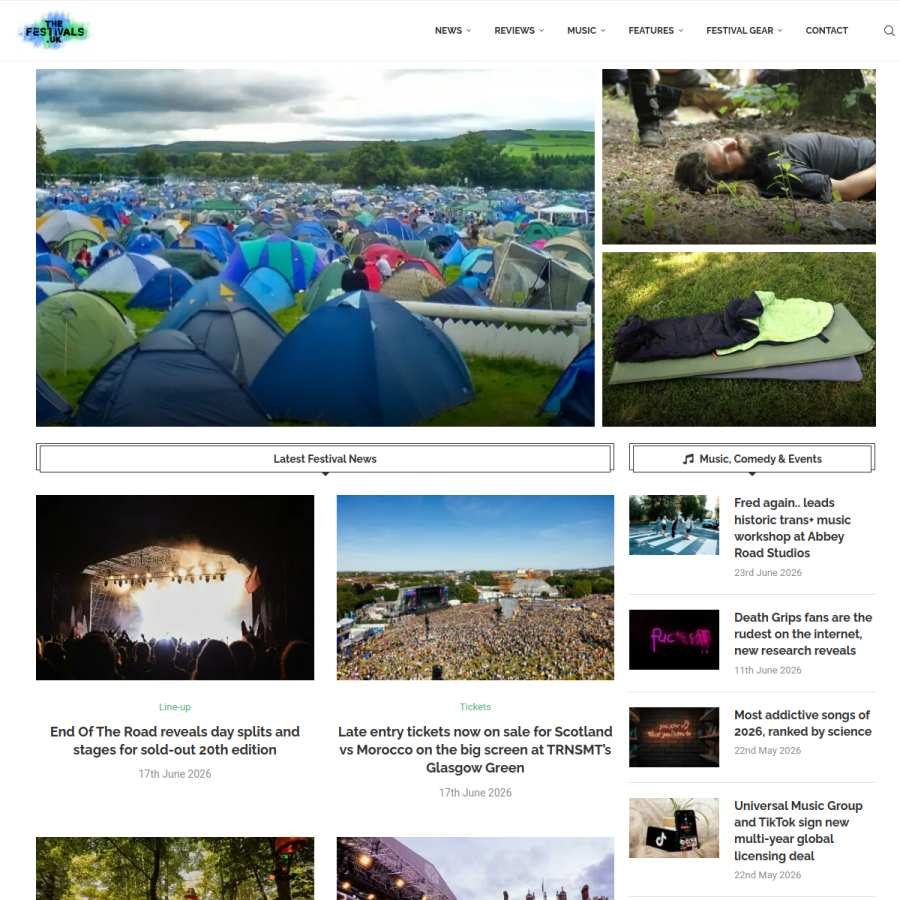 thefestivals.uk homepage screenshot