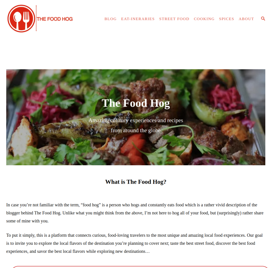 thefoodhog.com homepage screenshot
