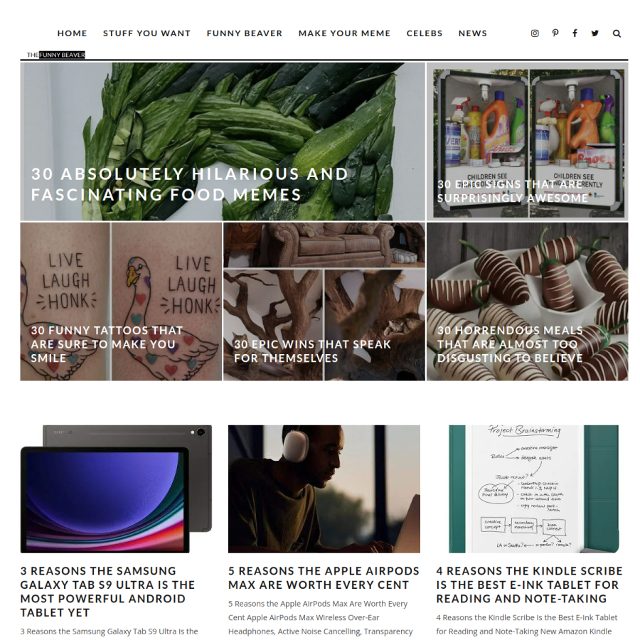 thefunnybeaver.com homepage screenshot