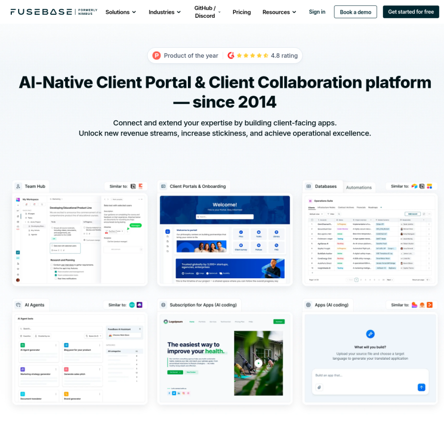 thefusebase.com homepage screenshot