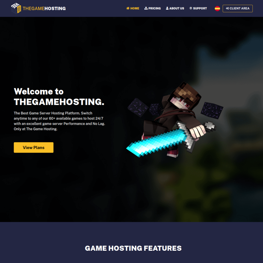 thegamehosting.com homepage screenshot
