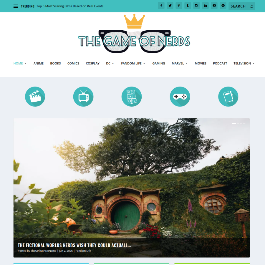 thegameofnerds.com homepage screenshot