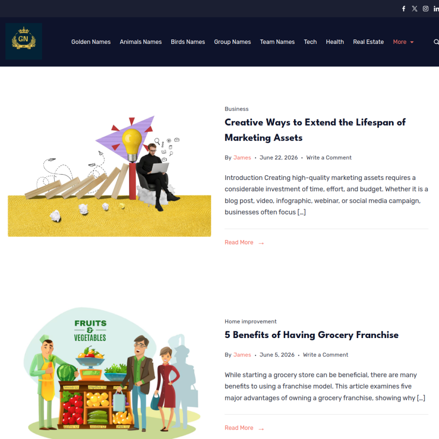 thegoldennames.com homepage screenshot