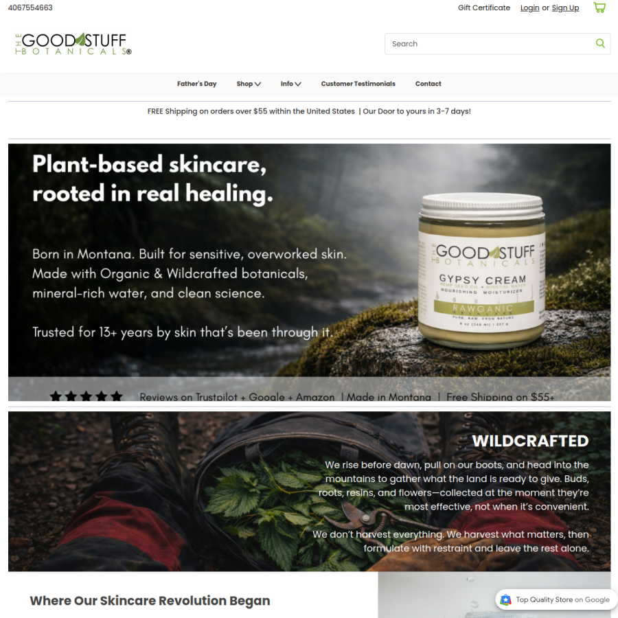 thegoodstuffbotanicals.com homepage screenshot
