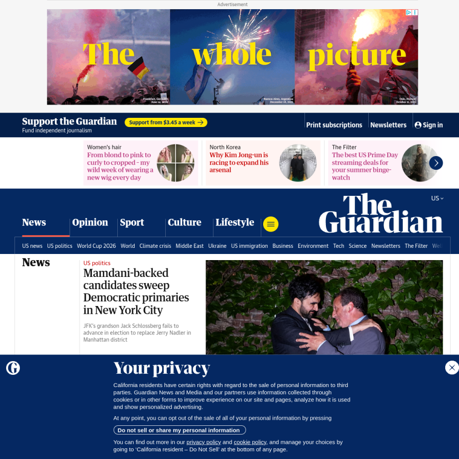 theguardian.com homepage screenshot