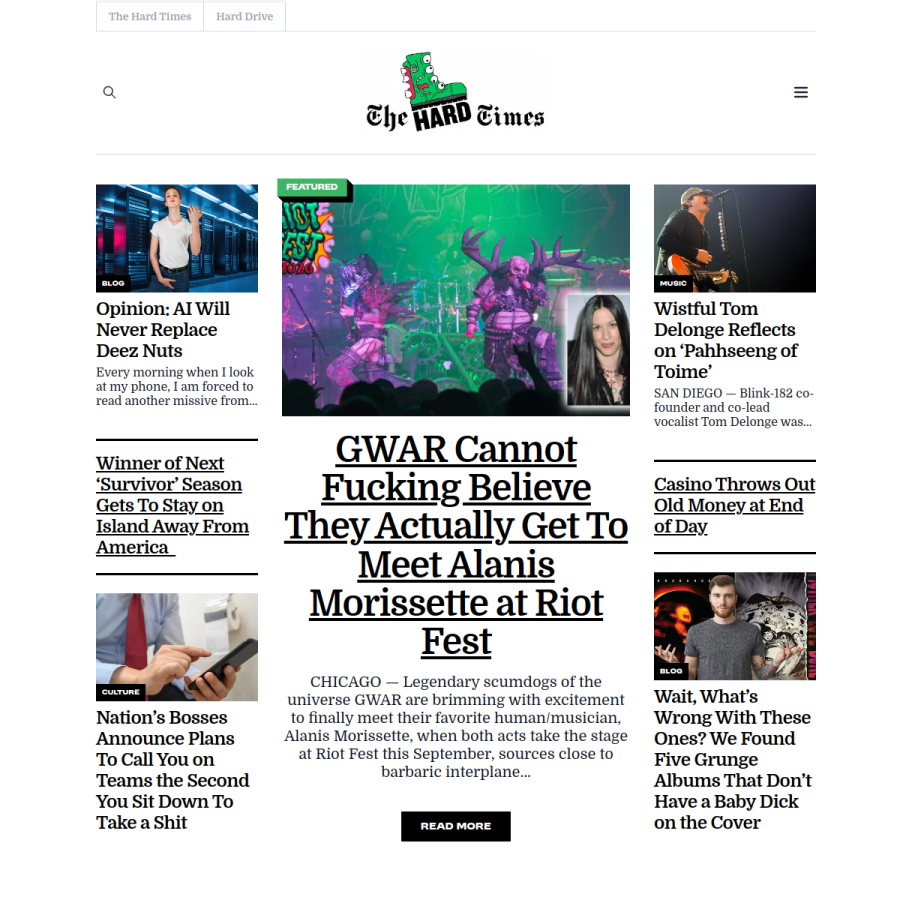 thehardtimes.net homepage screenshot