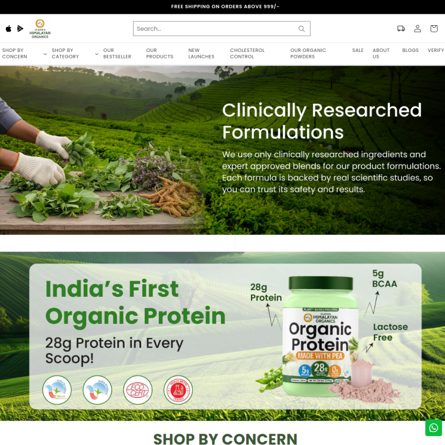 thehimalayanorganics.in homepage screenshot