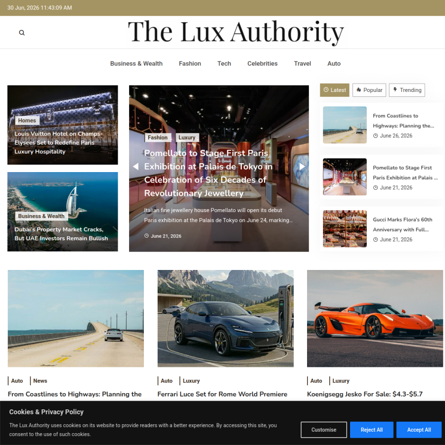 theluxauthority.com homepage screenshot