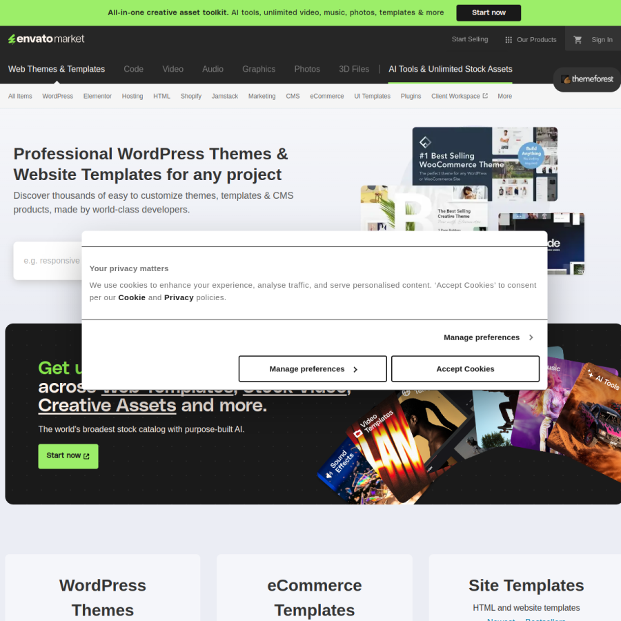 themeforest.net homepage screenshot