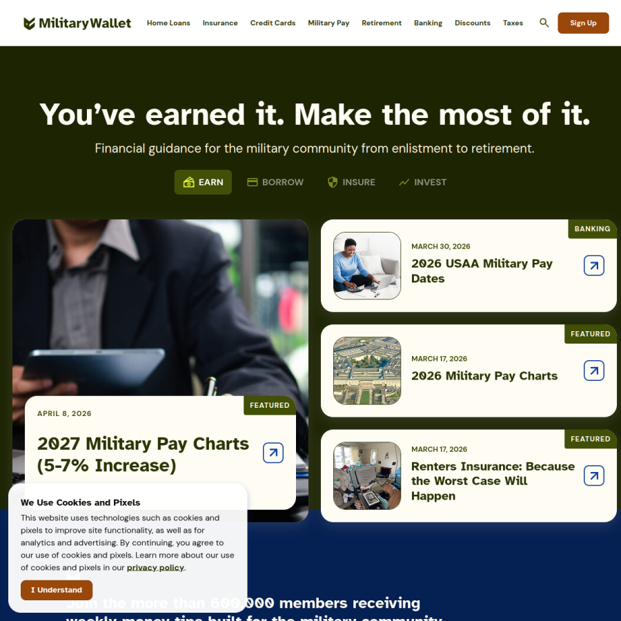 themilitarywallet.com homepage screenshot