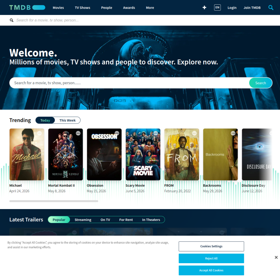 themoviedb.org homepage screenshot