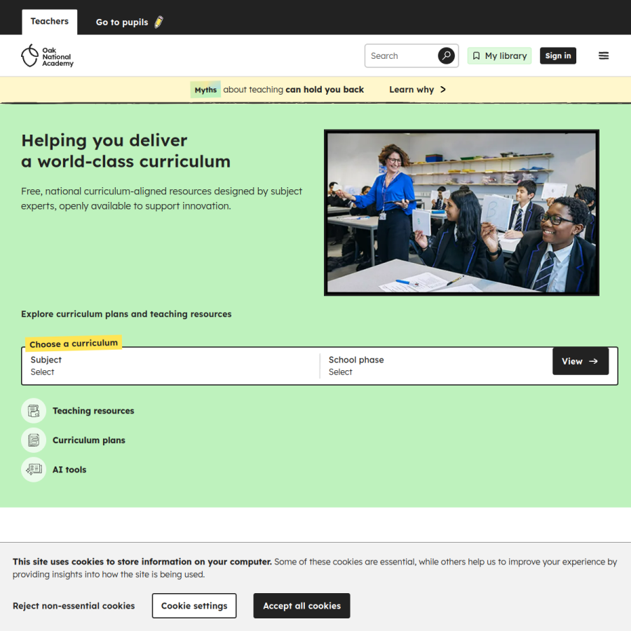 thenational.academy homepage screenshot