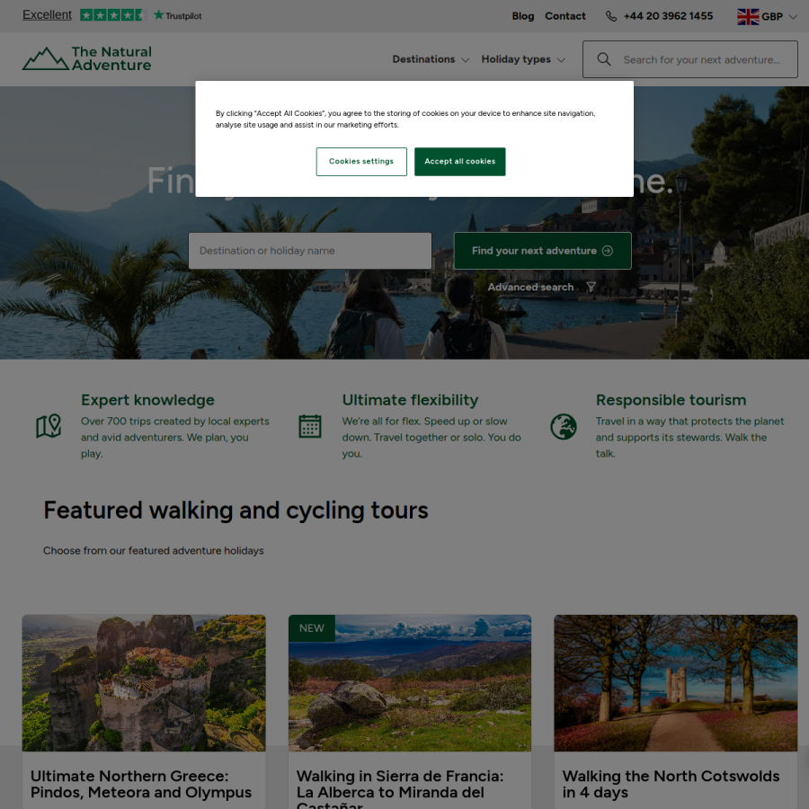 thenaturaladventure.com homepage screenshot