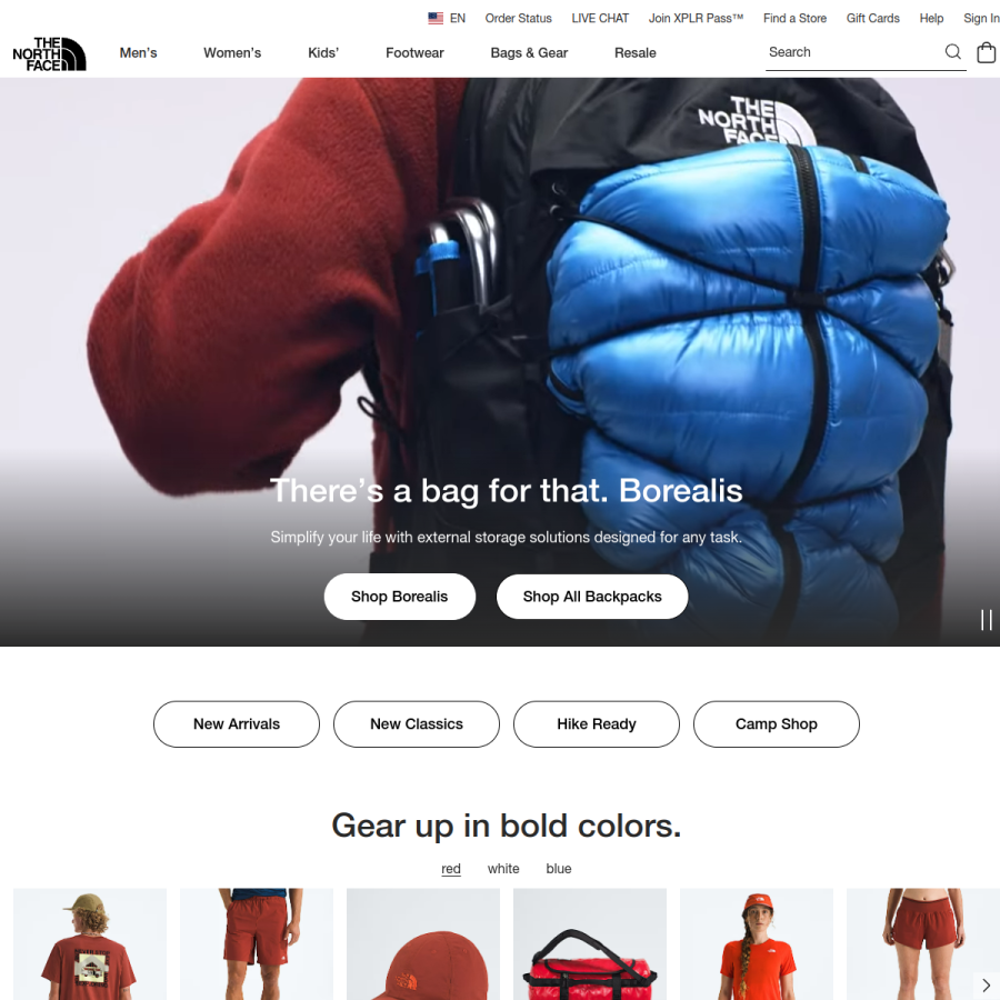 thenorthface.com homepage screenshot