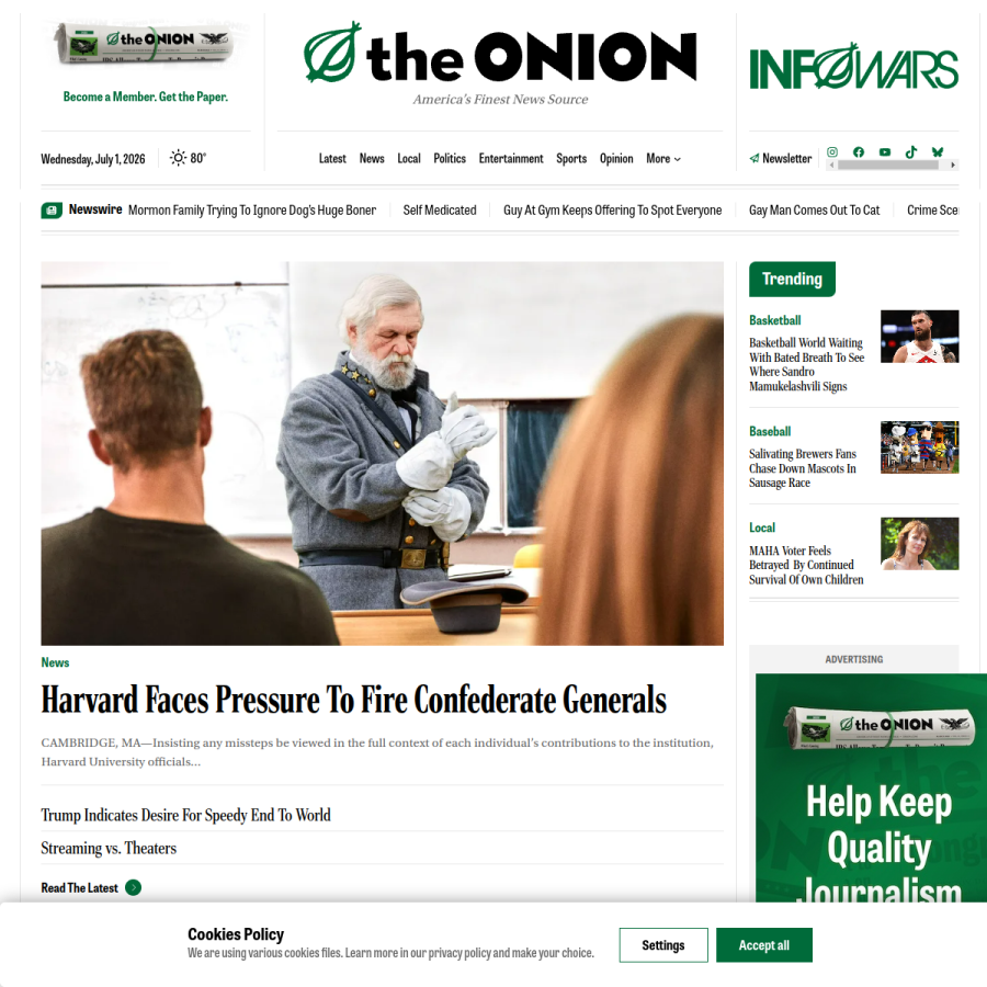 theonion.com homepage screenshot
