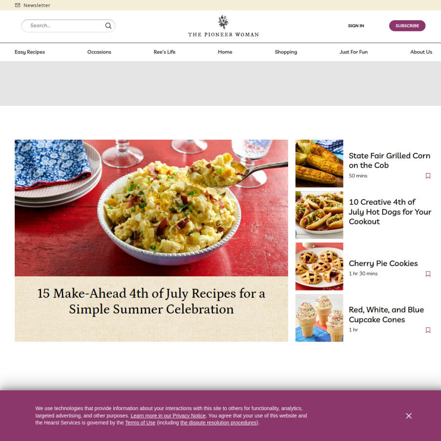 thepioneerwoman.com homepage screenshot