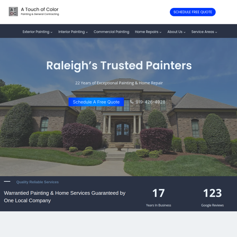 theraleighpaintcontractor.com homepage screenshot
