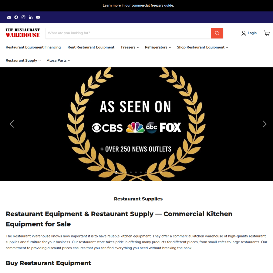 therestaurantwarehouse.com homepage screenshot