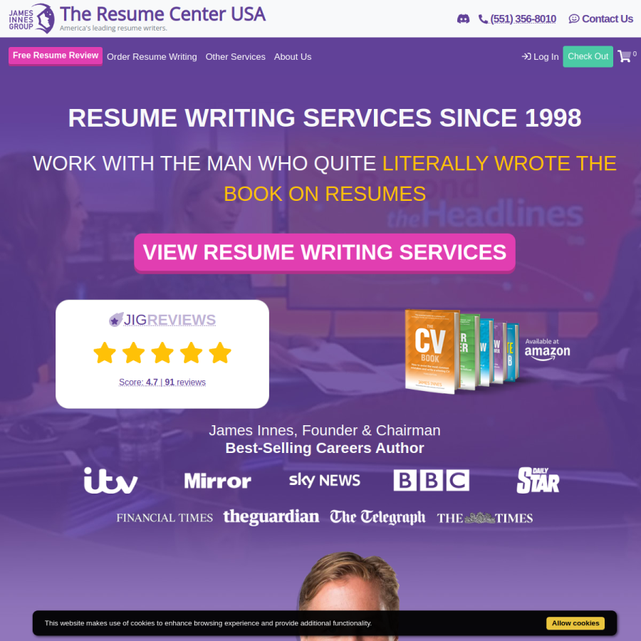theresumecenter.com homepage screenshot