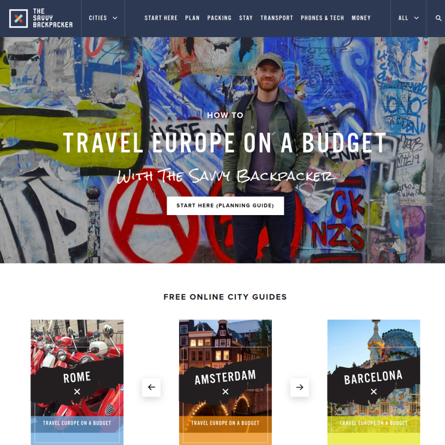 thesavvybackpacker.com homepage screenshot