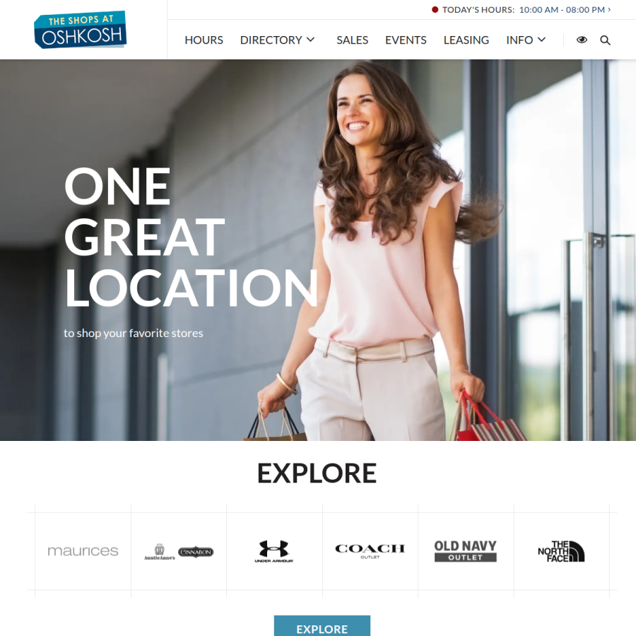 theshopsatoshkosh.com homepage screenshot