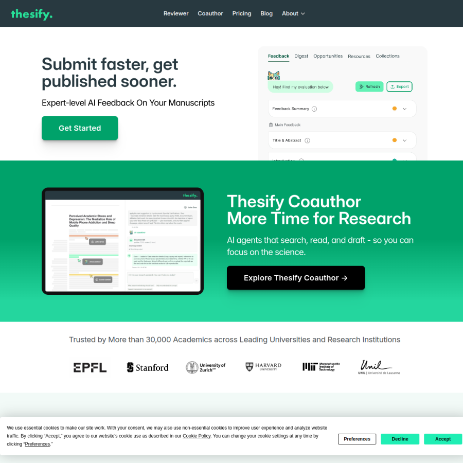 thesify.ai homepage screenshot